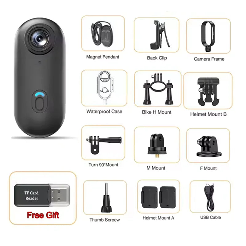  4K FHD Outdoor Sports Camera In Helmet Motorcycle Bike Thumb Size Snap Cam with Waterproof CaseFilming Bicycle Video Recording