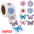 100-500pcs Butterfly Flower Sticker 8 Design Colorful Butterfly Decals Cute Stickers Party Decoration Scrapbook Stationery