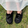 Women's Mules and Clogs Fuzzy Mink Fur Slippers with Arch Support Outdoor Women Shoe Closed Toe Nonslip Comwarm Clog Shoes Woman