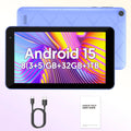 7-inch Android 15 Tablet, 8GB (3+5) RAM, 32GB Storage, 3500mAh Battery, HD 1024x600 IPS Display, Dual Cameras, Wi-Fi, Bluetooth