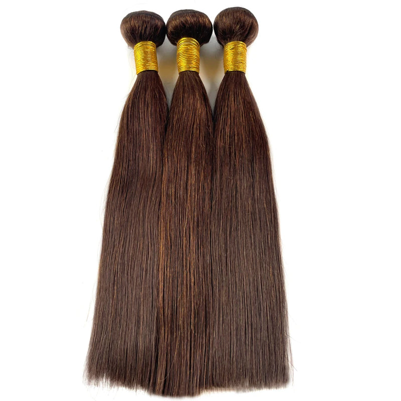 Brown Bundles Human Hair Tissage Bone Straight Bundles 1/3 Pcs #4 Colored Hair Extensions Human Hair Bundle Hair Weavings