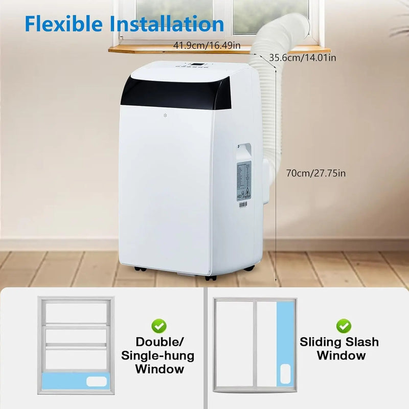 14,000 BTU Portable Air Conditioner with Dehumidifier & Fan, Portable AC Units Cools up to 750 Sq. Ft., Remote Control, Auto Swing, Sleep Mode, White Top