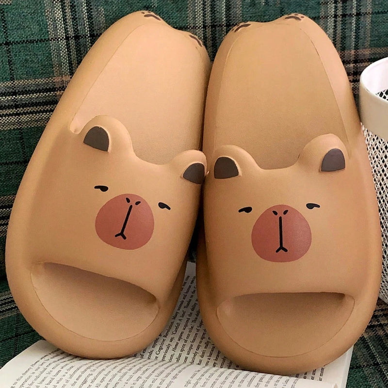 Women Thick Soft-Soled Slippers Platform Cute Animals Design Summer Indoor Non-Slip Bathroom Couples Comfortable Casual Home New