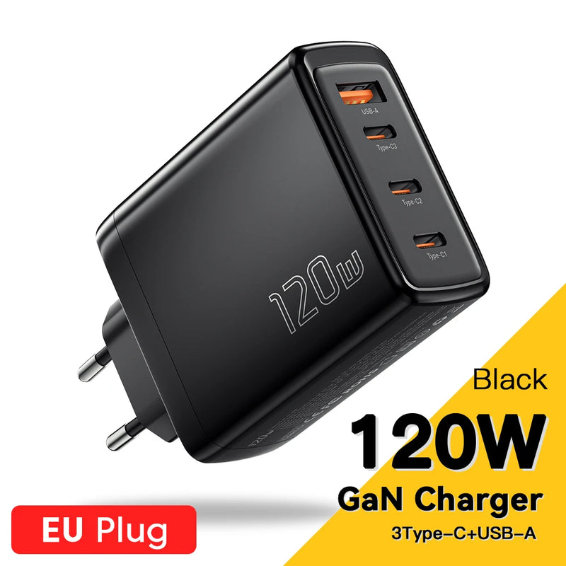 Essager 120W GaN Charger 4 in 1 USB C PD Fast Charger For Macbook Laptop iPhone 17 16 15 14 Pro Max Samsung iPad Quick Charger