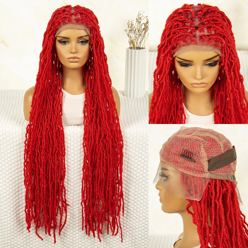 Pink Soft Faux Braids Wig for Black Women 36 Inches Synthetic Knotless Box Braided Wigs with Baby Hair Full Lace Dreadlock Wig