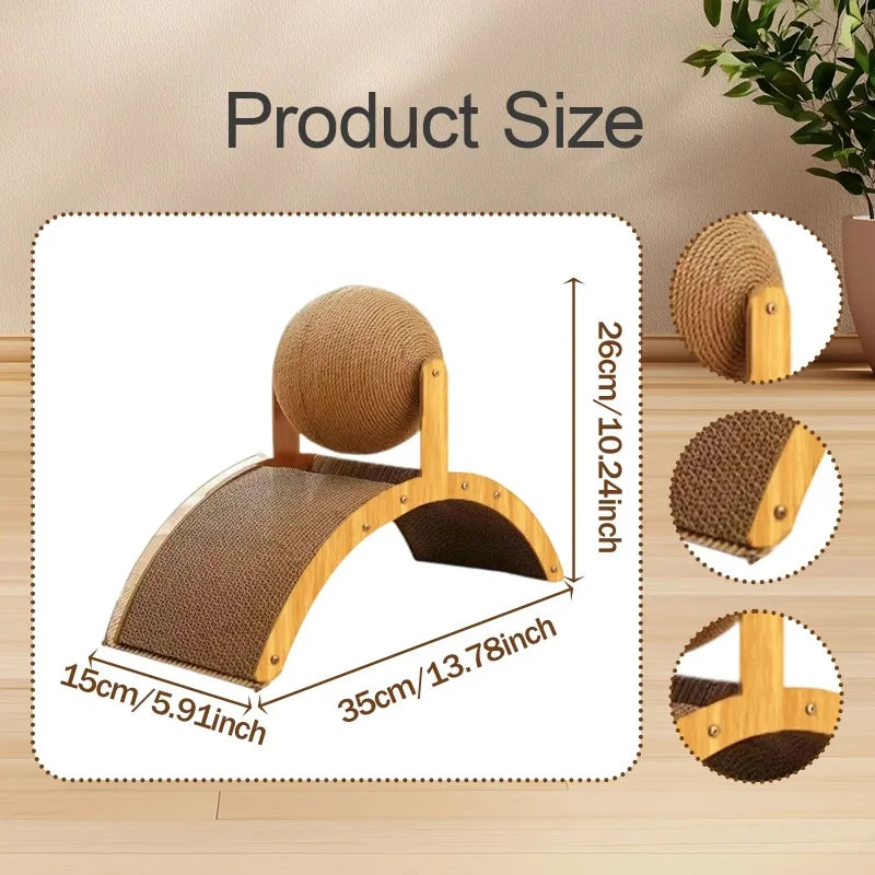 2-in-1 Wooden Cat Scratching Ball And Sisal Scratch Board Durable Solid Wood Paw Toy for Cats And Kittens Pet Supplies