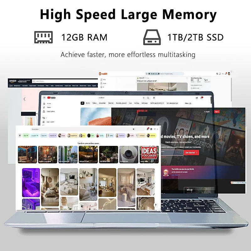 14.1"Laptop Computer Intel Core i7 9850H Atom 3950 Ultra slim Notebook PC 12GB RAM 1TB 2TB SSD Office Study 1920*1080 Windows 11