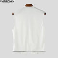 INCERUN Men Vests Patchwork Shiny V Neck Sleeveless Button Casual Male Waistcoats Streetwear 2025 Fashion Leisure Vests S-5XL