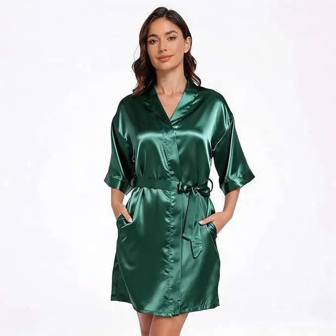 Women's Pure Short Silky Robes Bridesmaid Bride Party | SAMAG