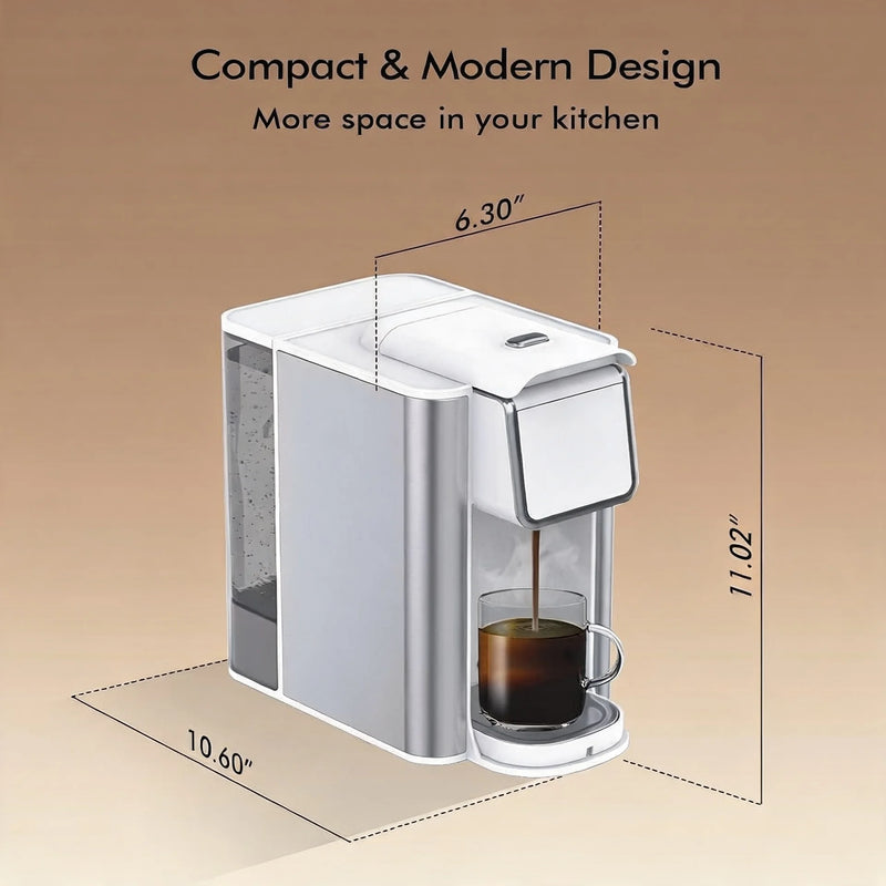 Single Serve Coffee Machine, 3 in 1 Pod Coffee Maker For K-Pod Capsule, Ground Coffee Brewer, Leaf Tea Maker, 6 to 10 Ounce