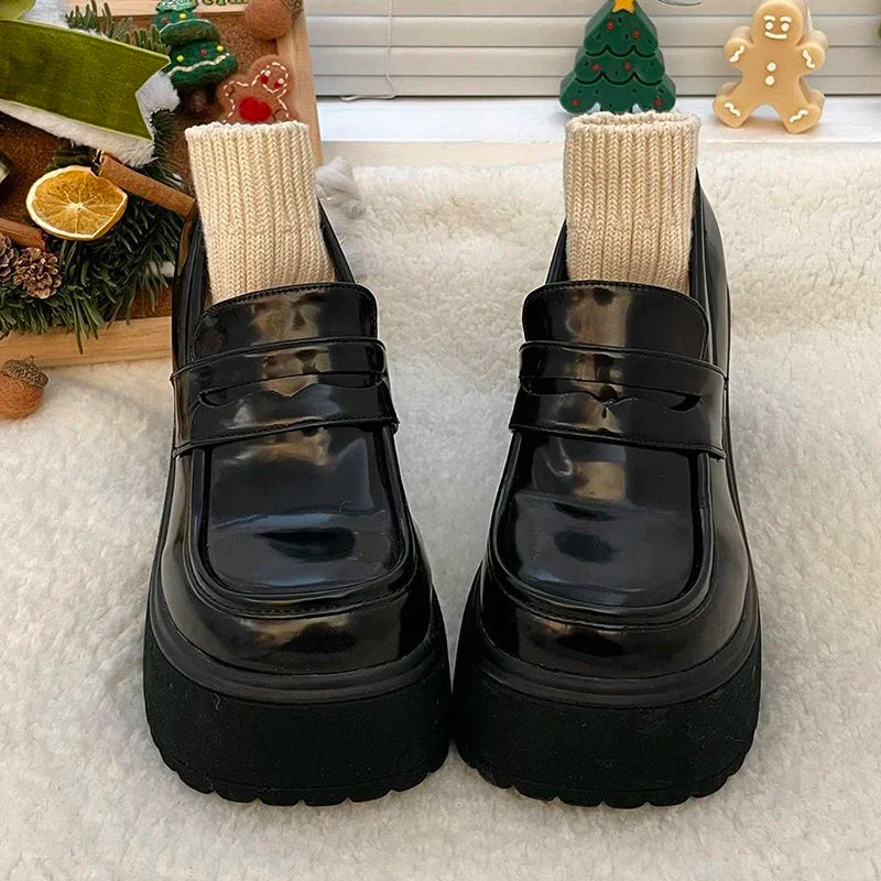 2026 New Retro Le Fu Shoes  Thick Soled High Heels Daily Luxury Women's Solid Color Temperament Mary Jane with Follow-up Shoes