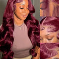 200% Body Wave Wig Burgundy 99J Lace Front Wig 13x4 13x6 HD Lace Frontal Wig Human Hair Pre Plucked 99j Red Colored Wig