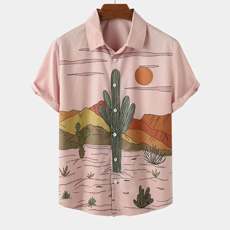 Desert Cactus Shirt for Men 3D Print Summer Hawaiian | SAMAG