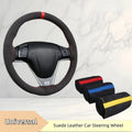 1PC Car Steering Wheel Cover Soft Wear-Resistant Comfortable Wear Resistant Universal Hand Sewing Black Suede Leather Braiding