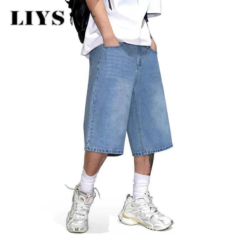 LIYS Men's Simple Light Blue Retro Ultra Baggy Wide-Leg | SAMAG