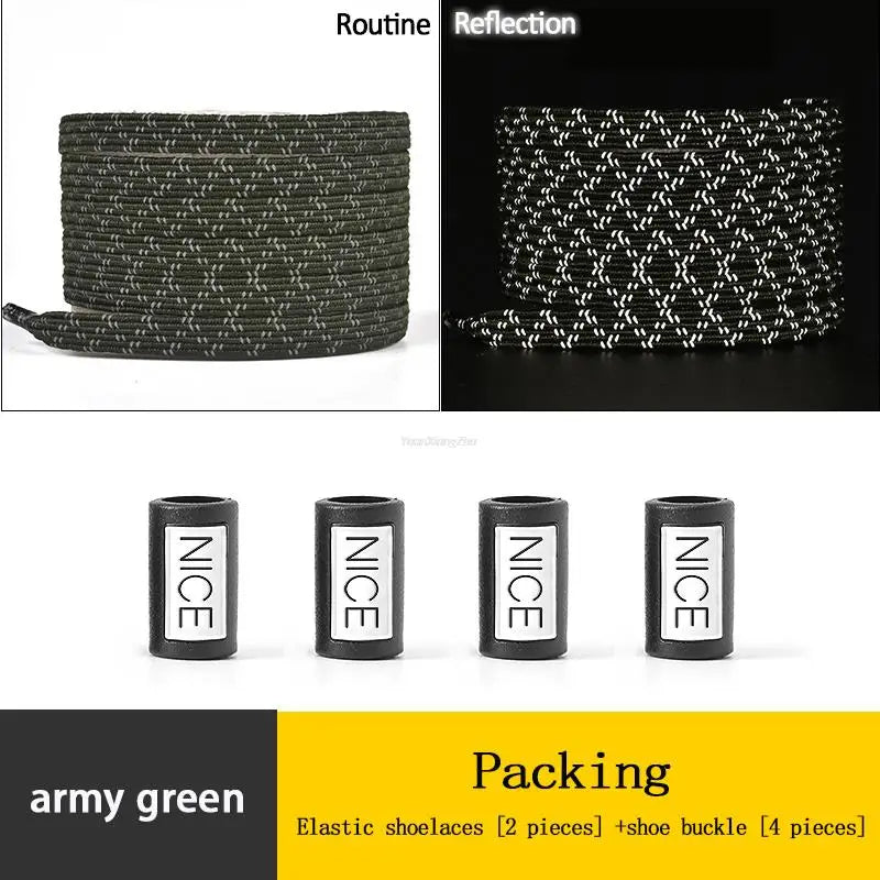 New Reflective No Tie Shoelaces Elastic Laces Sneakers Flat Shoe laces without ties Kids Adult Shoelace One size fits all Shoes