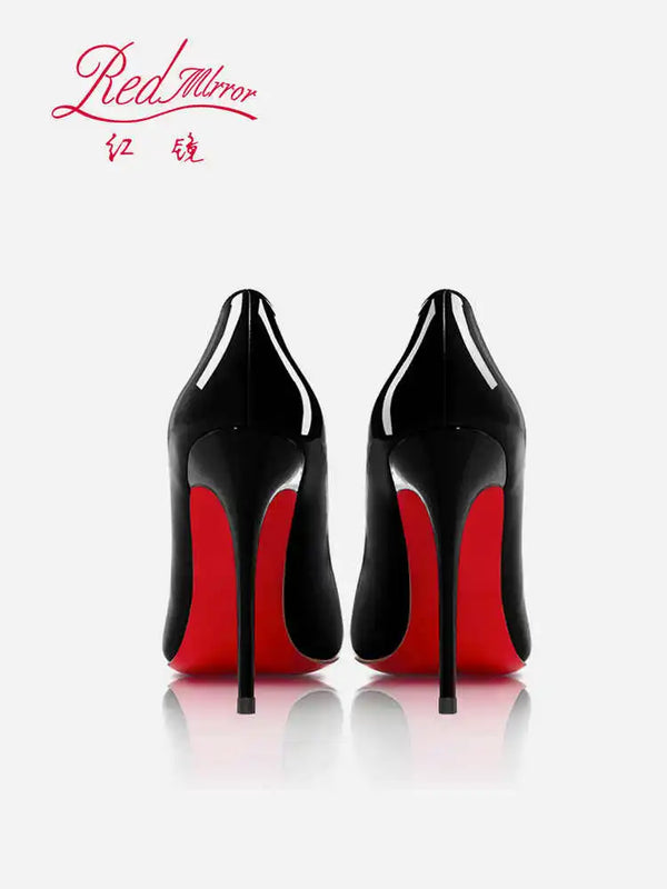 Black Women's Elegant High Heels Red Shiny Bottoms Luxury Brand Women Heels 2025 Trend Pointed Toe Sexy Party Pumps Shoes Women