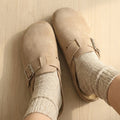 Mules Suede Platform Slippers Woman Adjustable Buckle 2026 Luxury Women's Shoes Clogs Indoor Outdoor Sandals Arch Support Slides