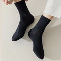 6 Pairs Men's Dress Socks Large size,Cotton Crew Socks for Shoe Size 9-13.5, Breathable Solid color White Mens Socks Summer