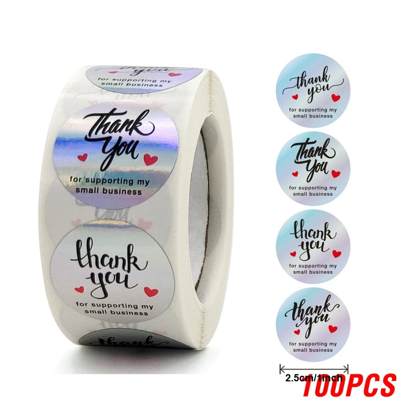100 - Rainbow Laser Thank You Stickers 1inch Small - View 20 | SAMAG