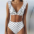 Vintage Ruffles Bikini High Waist Swimsuit Tankini V-neck | SAMAG