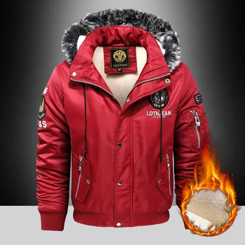 Thick Down Parka Coat Oversize Plus Velvet Thick 2024 Brand Keep Warm Winter Men's Black Blue Red  Padded Jacket Coat Men