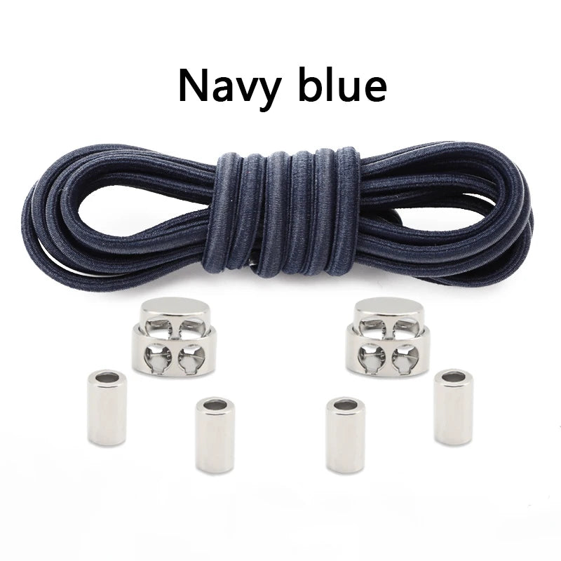 Oval Elastic Shoelace Metal Buckle Laces Unisex Quick-On/Off Shoelaces for Sneakers and Boots 1Pair/2Pair