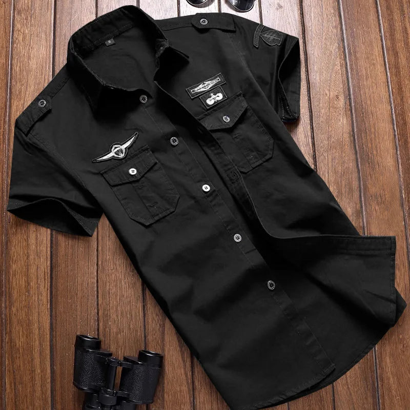 Men's Spring Cotton Casual Shirt Military Tooling | SAMAG