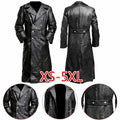 MEN'S GERMAN CLASSIC WW2 MILITARY UNIFORM OFFICER BLACK LEATHER TRENCH COAT mens leather jacket mens jacket