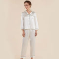 Tcyeek, 100%Real Silk Casual Pajamas Set, Women Long Sleeve Top Pants, Solid Home Clothing Set, 2024 Summer Autumn S48024QC
