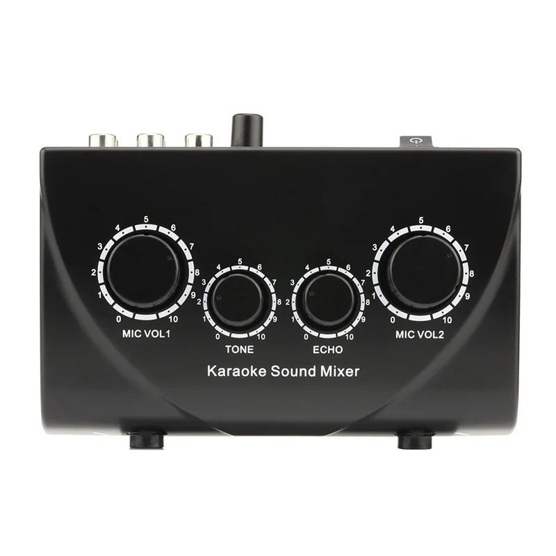 Fuluode Portable Karaoke Sound Mixer Professional Dual Mic Inputs Audio System Digital Audio Sound Machine Echo OK Mixer System