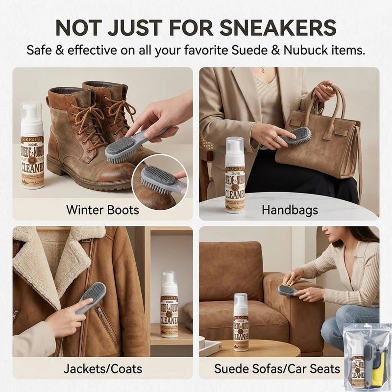 Premium Suede Nubuck Cleaning Kit Waterless Foam Shoe Cleaner Stain Remover Brush Care Set for Leather Sneaker UGG Winter Boots