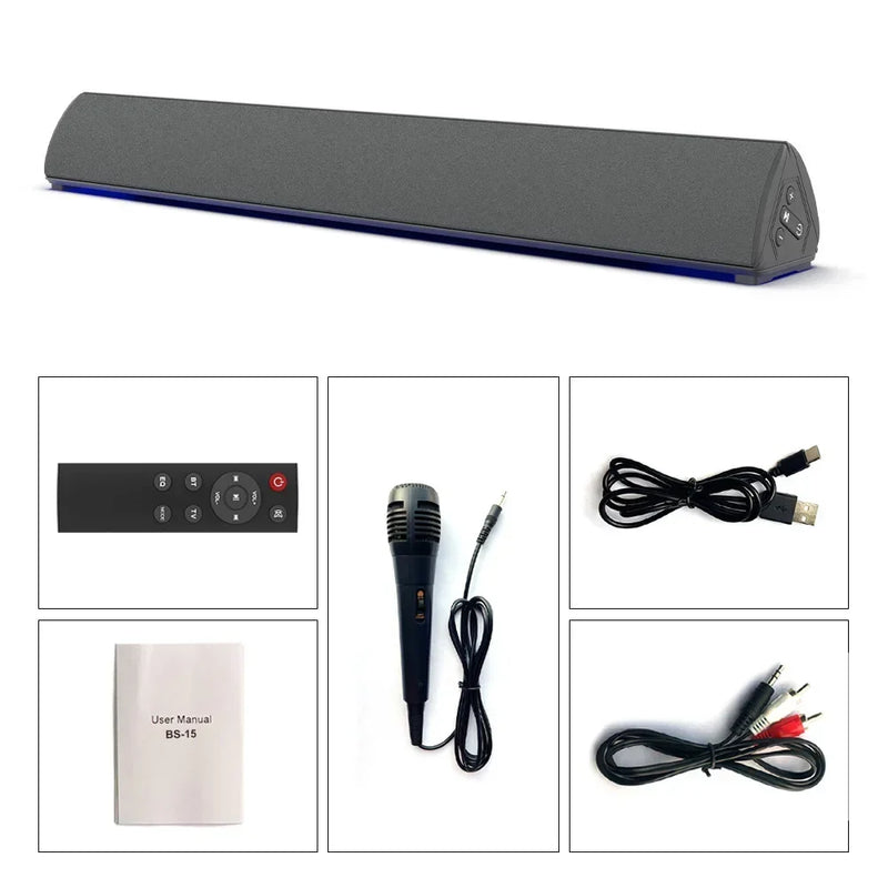 60W Wireless TV PC Soundbar Bluetooth Speaker Home Theater 3D Stereo Sound System Karaoke Subwoofer FM Music Center Sound Bar