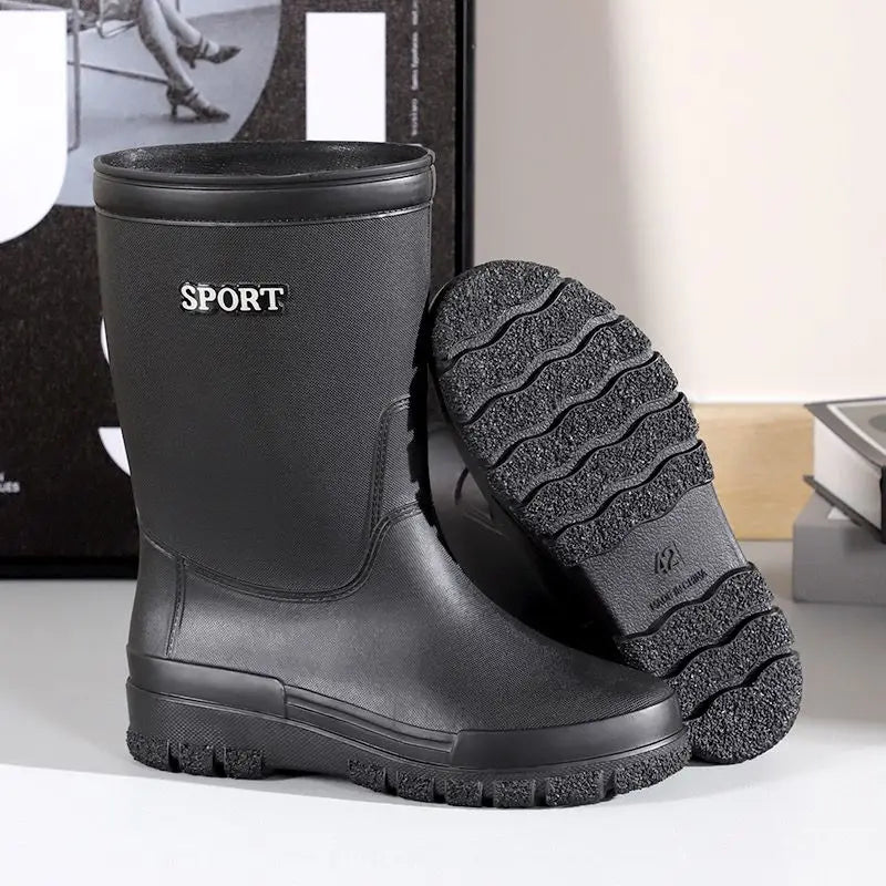 Summer Short Young Men's Rain Boots Motorcycle Gum Fashion Adult On Offer Gumboots Plastic Waterproof and Non-slip Male Shoes