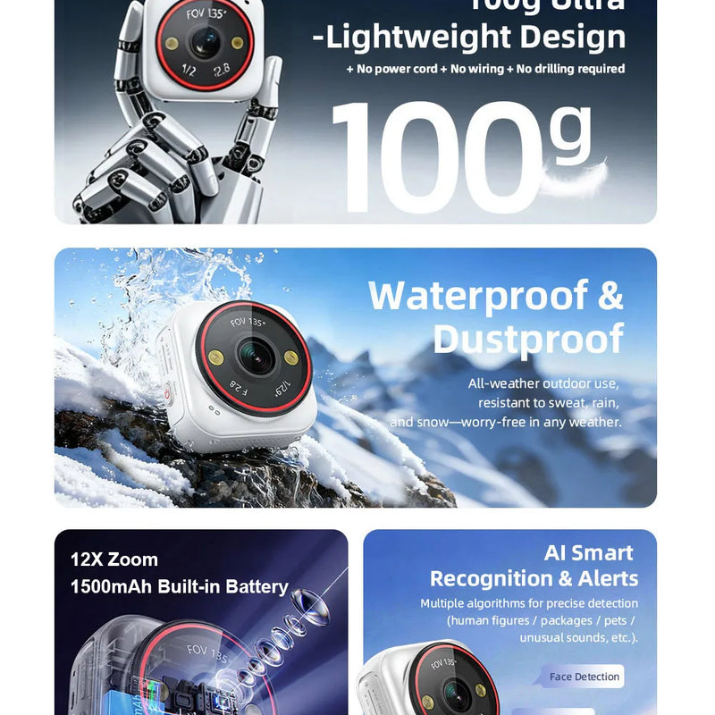 LS VISION  Camera Mini Live 7/24 Ai Recorder 4G Action Sport Cam Pocket Bicycle Motorcycle Pet Body Camera Dash Night Vision