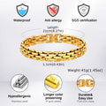 Gold Color Men's Chain Bracelet, Hip Hop Stainless Steel Chunky Wristband, Rock Punk Jewelry Gift for Dad - Visuel 3 | SAMAG