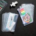 ♥8Pcs Clear A5 A6 A7 Binder Pockets Clear Zipper Folders For 6-Ring Notebook Binder Files Reports Binder