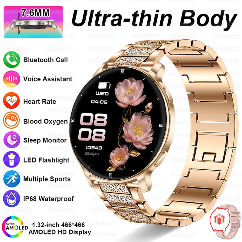 2026 New 1.32" AMOLED Smartwatch Man 466*466 Resolution Bluetooth Call LED Flashlight Fitness Tracker Smart Watch For Men Women