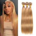 #27 Straight Human Hair Bundles 1/3/4 Pcs Bundles 10-32 Inch 95g/Bundle Brazilian Honey Blonde Hair Extensions Weave Gold Hair