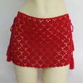 High Quality Bikini Cover Up Mini Skirt Beach Skirt Hollow Out Tassel Bandage Short Beach Skirt Cover-Ups 100% Handmade