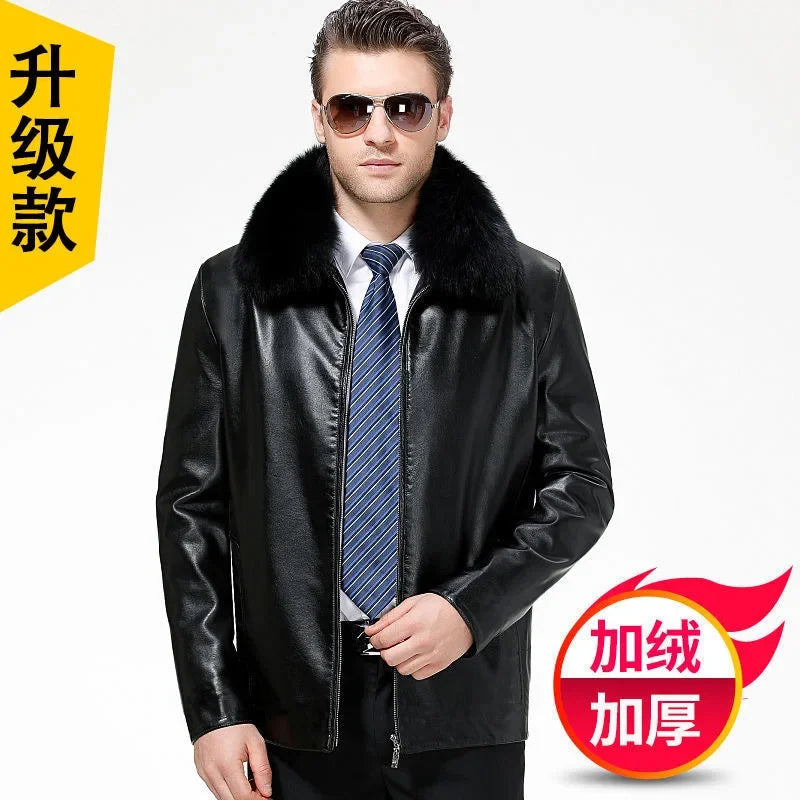 Faux Leather Men Jackets Coats Stand Collar Zipper Coat Solid Casual Regular Splice Simple Jacket Outerwear Autumn Winter