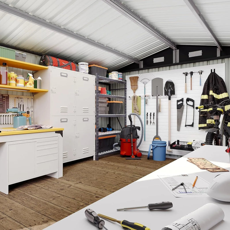 10x12 FT Metal Outdoor Storage Shed, Double Hinged Large | SAMAG
