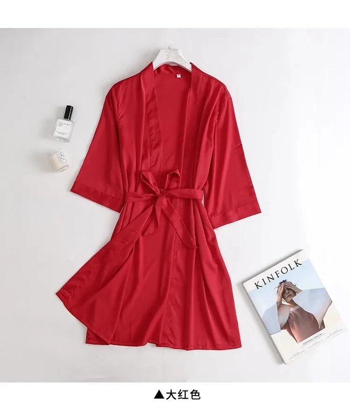 Women Wedding White Bride Robe Morning Gown 3/4 Sleeve | SAMAG
