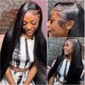 40 46 Inch 200 Density Front Wig 13x4 13x6 Hd Transparent Bone Straight Lace Front Wig For Black Women Brazilian Wigs Human Hair