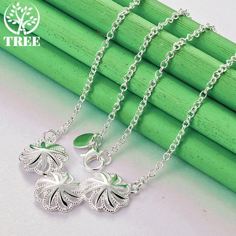 18K Gold Three Snowflakes Pendant Necklace For Women necklaces Fashion Party Birthday Wedding Jewelry Choker