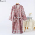 2026Couple's Printed Cotton Loose Fitting Bathrobe Japanese Style Tie Up Kimono Bathrobe Sweat Steaming Cotton Pajamas Robes Men