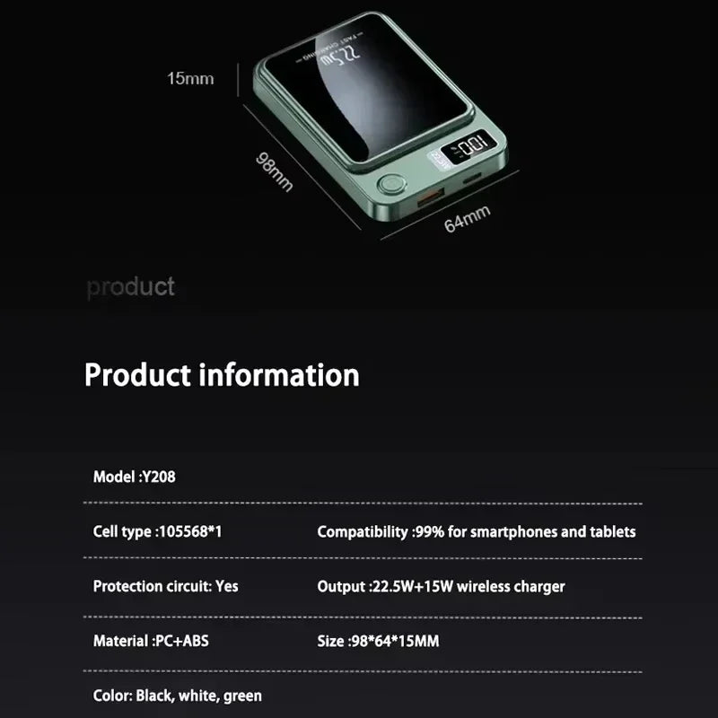 Lenovo Wireless Magnetic Power Bank 500000mAh 22.5w Super Fast Charging Portable External Battery Powerbank For iphone Huawei