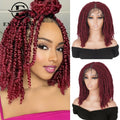 Synthetic Full Lace Braided Wigs Spring Twist Wig for Black Women 14 Inch Short Bob Knotless Box Braids Double Lace Twist Wigs