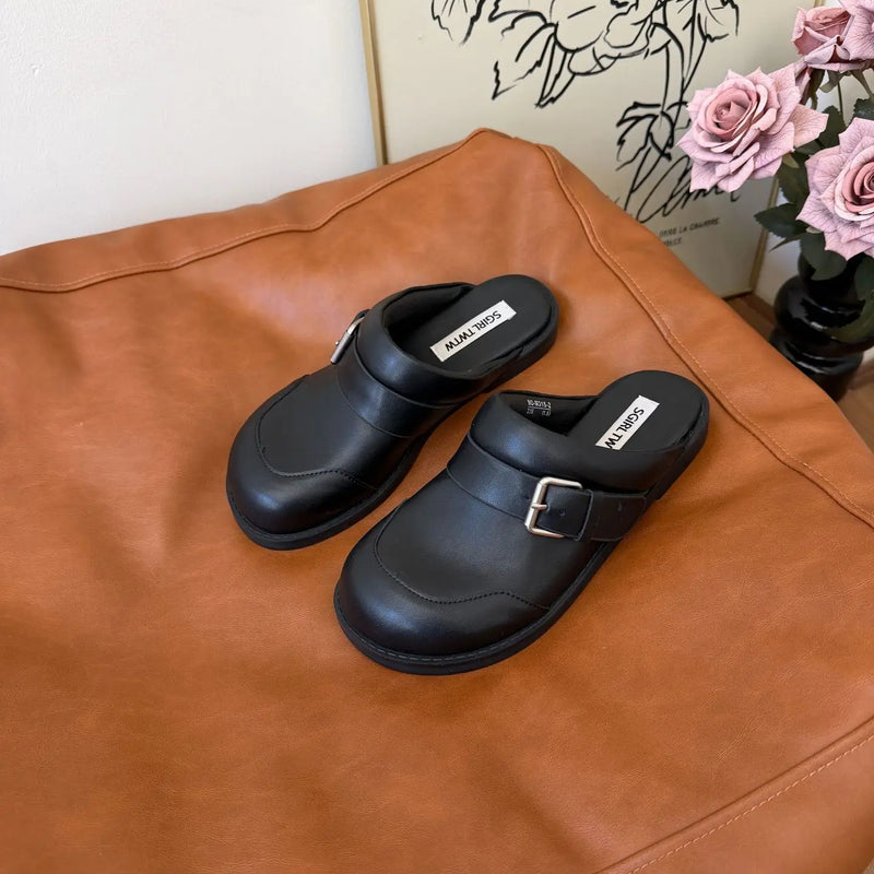 Retro Flat-bottomed Bag Head and Half Slippers Women's New Slip-on Lazy Shoes Tide Fashion