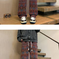 Wide leg pants Men's Vintage Geometric Knitted jacquard pants Casual Straight  Pants Ethnic Tribal Style Winter Trousers man
